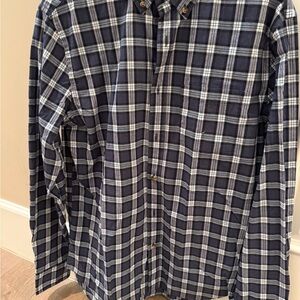 Old Navy Men's Blue Checkered Button Down Shirt